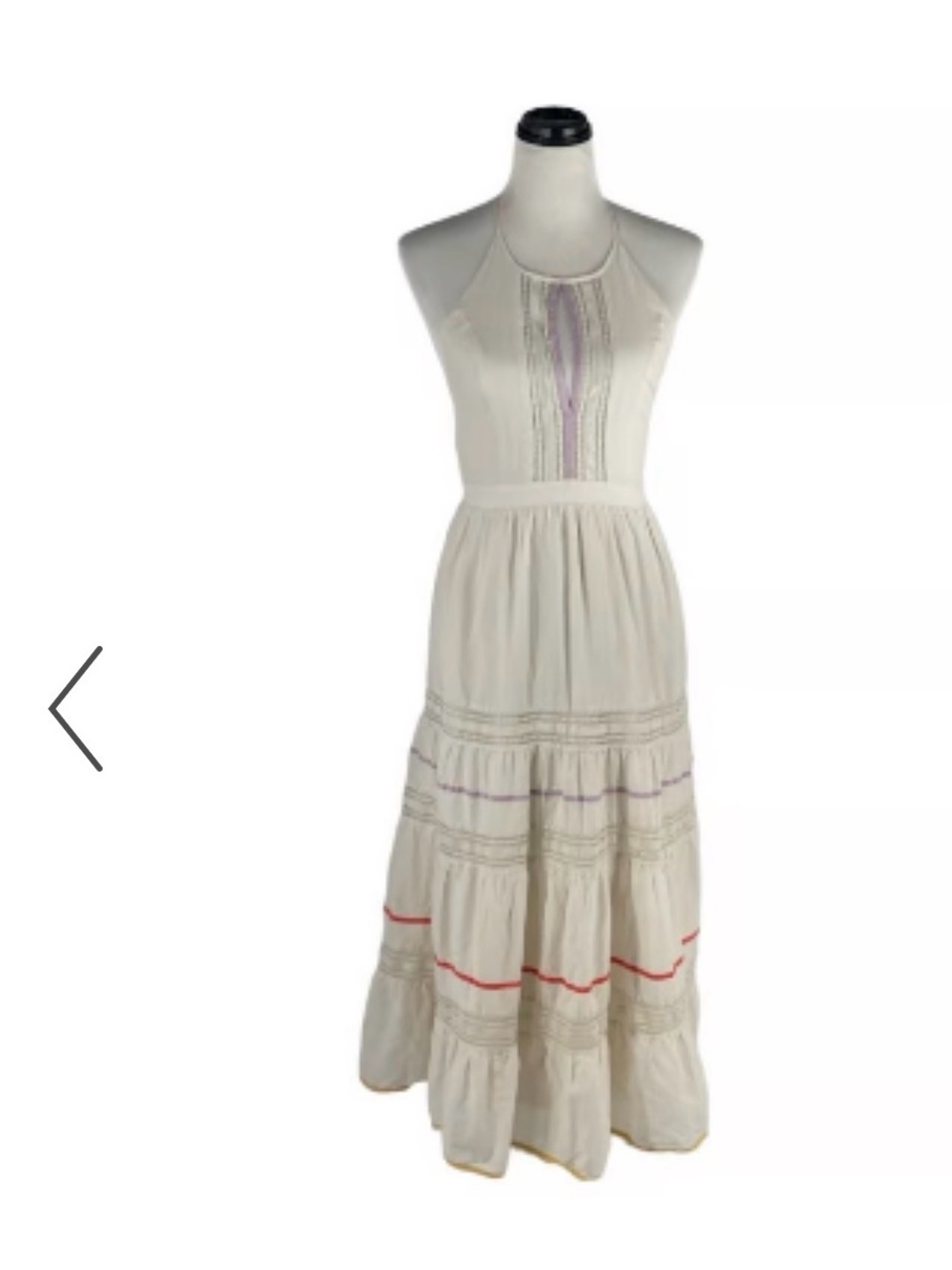 Urban Outfitters Cream Maxi Dress with Purple and Red Trim